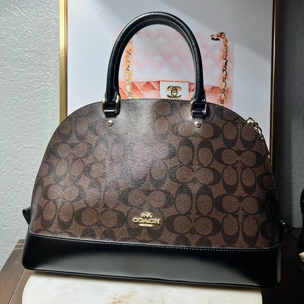 Coach LG Bag Sierra Signature Satchel Brown NWOT